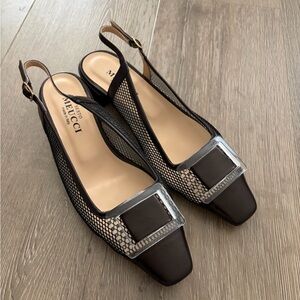 Vero Cuoio Black Mesh Slingback Heels